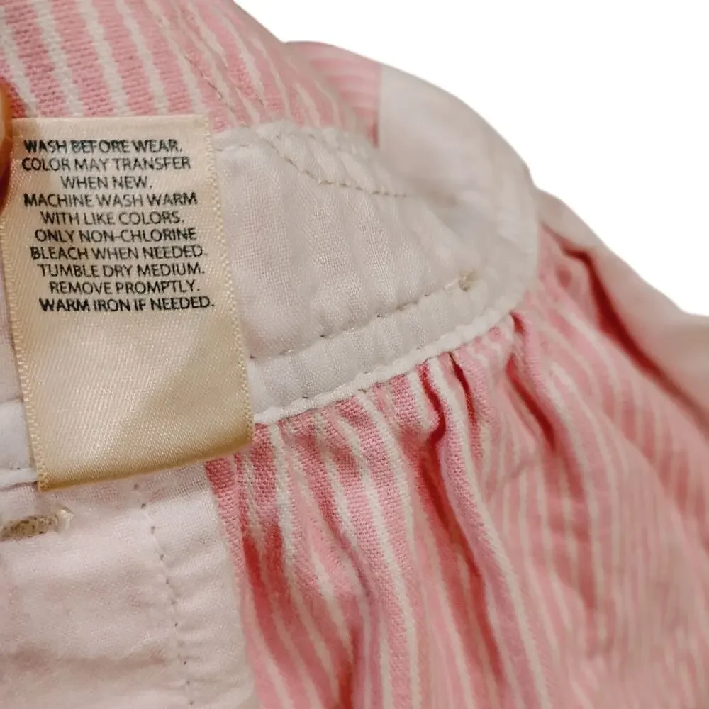 Vintage 12Month Baby Girl Osh Gosh Dress Pink White Striped Butterfly Embroidery